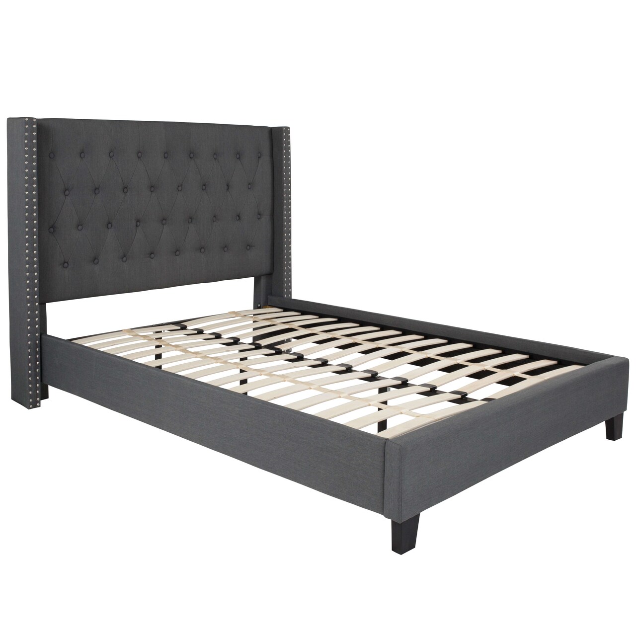 Merrick Lane Chenoa Upholstered Platform Bed with Button Tufted Headboard